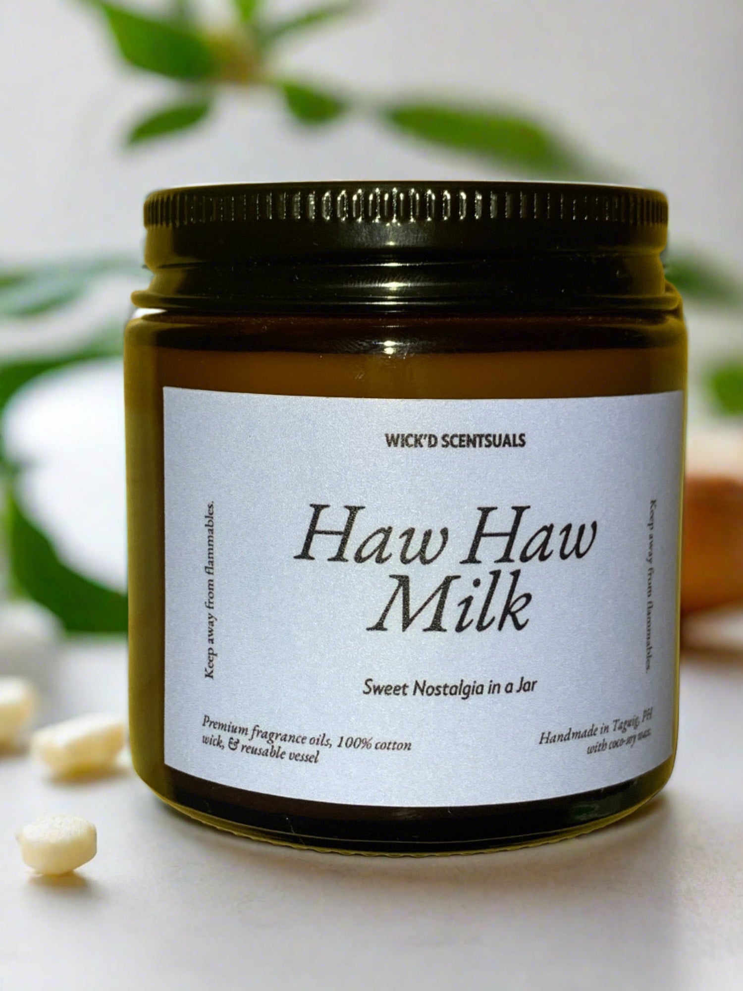 Haw Haw Milk Candle in 100 G Amber Jar